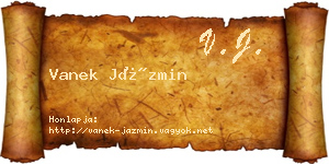 Vanek Jázmin névjegykártya